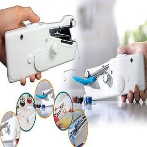 Mini Portable Handy Sewing Machine - Handheld Electric Stitch Household Tool for Kids Clothing, Fabric, Home & Travel Use | White Color - Battery-Powered (4 AA Batteries Not Included) - Adult Easy Hand Sewing Needlework Fabrics & Clothes - Handy Stapler