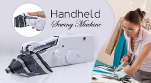 Mini Portable Handy Sewing Machine - Handheld Electric Stitch Household Tool for Kids Clothing, Fabric, Home & Travel Use | White Color - Battery-Powered (4 AA Batteries Not Included) - Adult Easy Hand Sewing Needlework Fabrics & Clothes - Handy Stapler