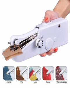 Mini Portable Handy Sewing Machine - Handheld Electric Stitch Household Tool for Kids Clothing, Fabric, Home & Travel Use | White Color - Battery-Powered (4 AA Batteries Not Included) - Adult Easy Hand Sewing Needlework Fabrics & Clothes - Handy Stapler