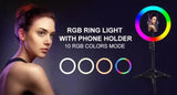 MJ36 14 inch 36cm RGB soft RIng Light with 7.5ft Tripod stand Circle Photography lighting for Tiktok, youtube , vlog, makeup etc