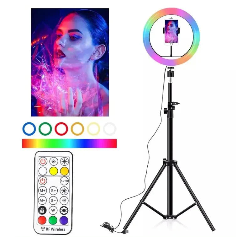 MJ36 14 inch 36cm RGB soft RIng Light with 7.5ft Tripod stand Circle Photography lighting for Tiktok, youtube , vlog, makeup etc