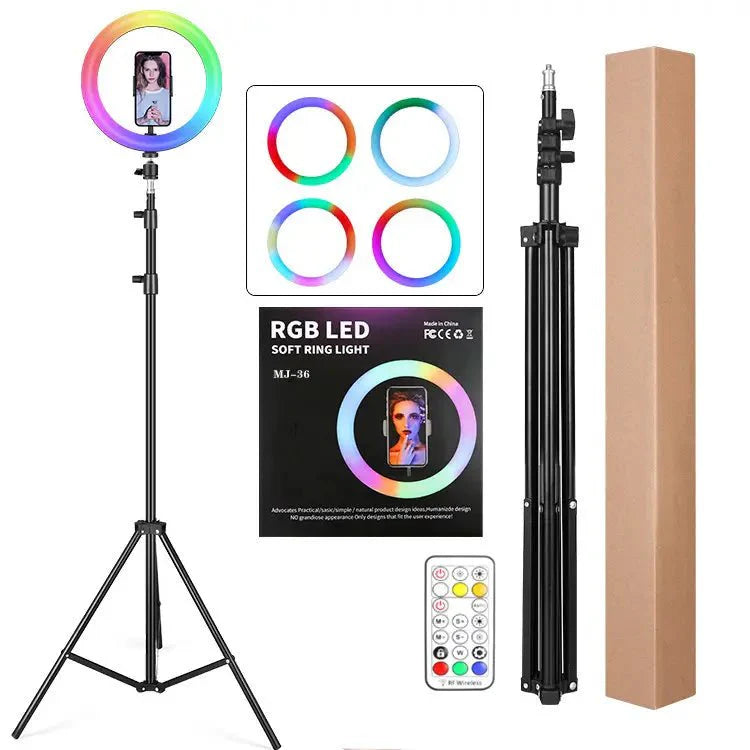 MJ36 14 inch 36cm RGB soft RIng Light with 7.5ft Tripod stand Circle Photography lighting for Tiktok, youtube , vlog, makeup etc