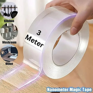 Combo of 2 Nano Double Sided Tape Transparent - Washable Silicon Transparent Tape - 3 Meter