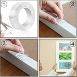 Combo of 2 Nano Double Sided Tape Transparent - Washable Silicon Transparent Tape - 3 Meter