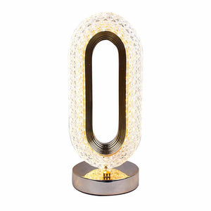 New Luxury Oval Shaped Crystal Table Lamp With 3 Colors Touch Control Rechargeable