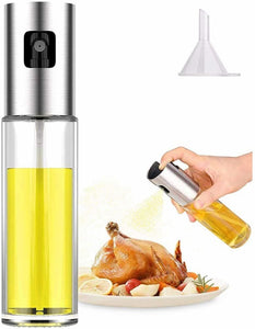 Pack of 2 Oil Sprayer Stainless Steel Transparent Glass Oil Spray Bottle