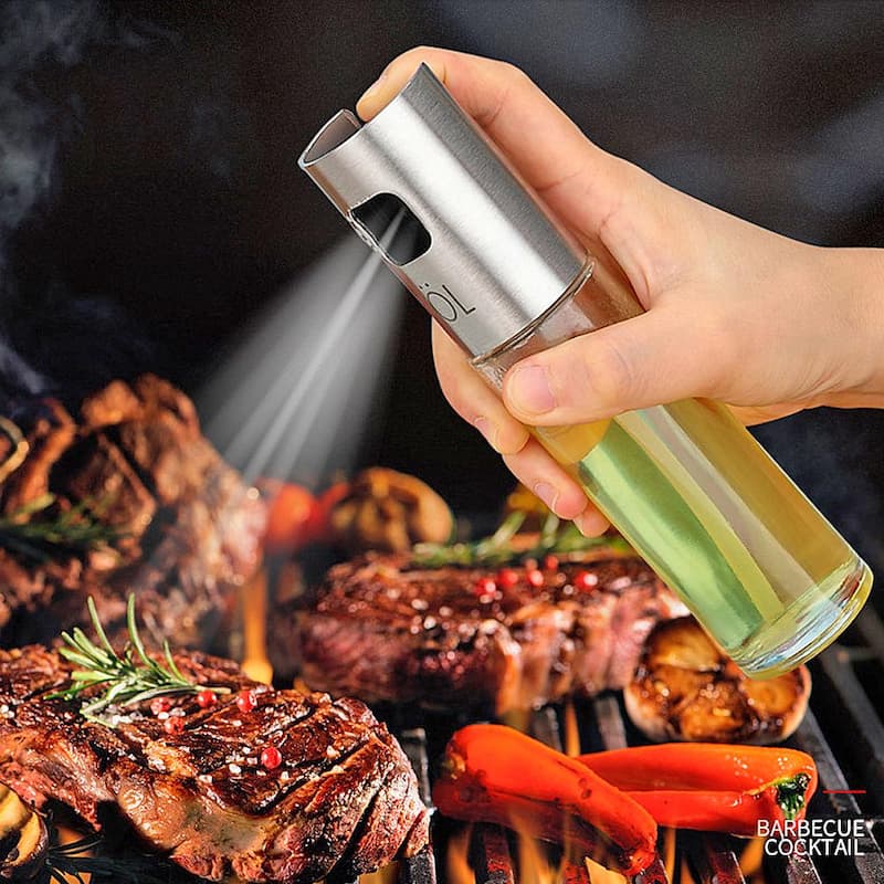 Pack of 2 Oil Sprayer Stainless Steel Transparent Glass Oil Spray Bottle