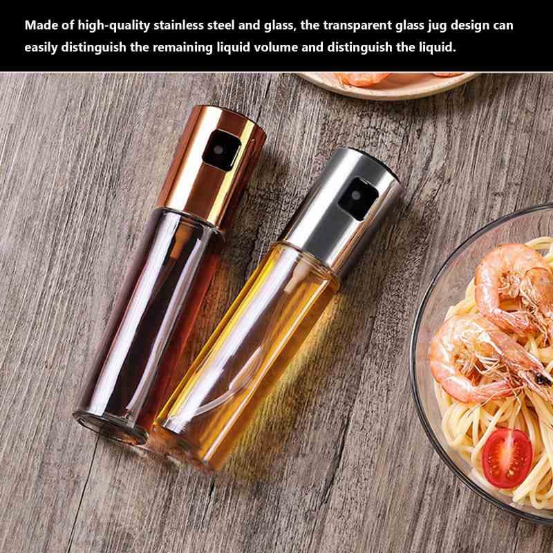 Pack of 2 Oil Sprayer Stainless Steel Transparent Glass Oil Spray Bottle