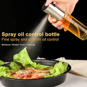 Pack of 2 Oil Sprayer Stainless Steel Transparent Glass Oil Spray Bottle