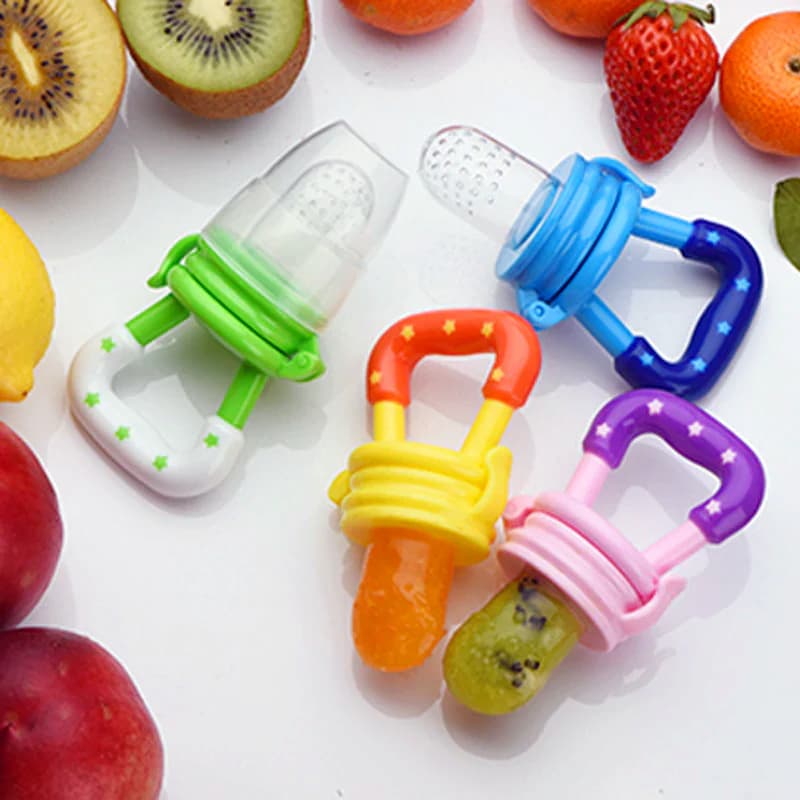 Pack of 4 Baby Fruit Feeder Pacifier Fresh Food Nibbler, Infant Fruit Teething Toy, Food Grade Silicone