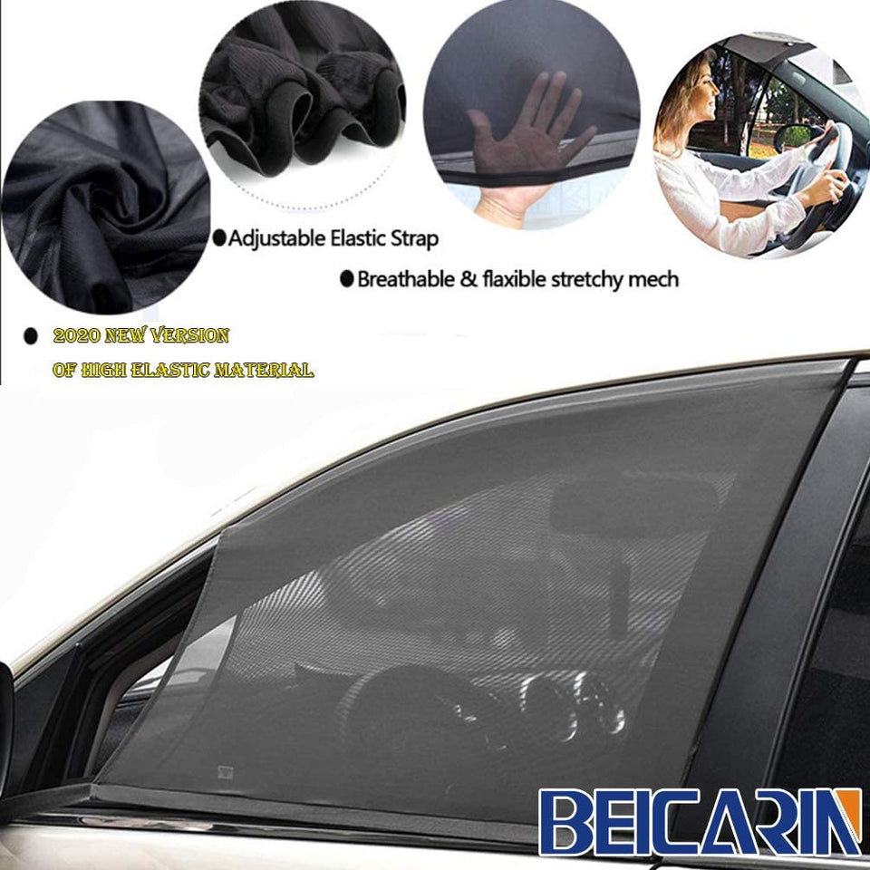 Pack of 4 Car Sun Shades Universal Compatible Car Side Window Sun Shade Mesh (Black)