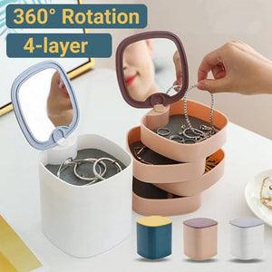 Rotating Jewelry Organizer 360° Storage Box 4 Layers Portable Travel Jewellery Holder Jewellery Accessory Organizer