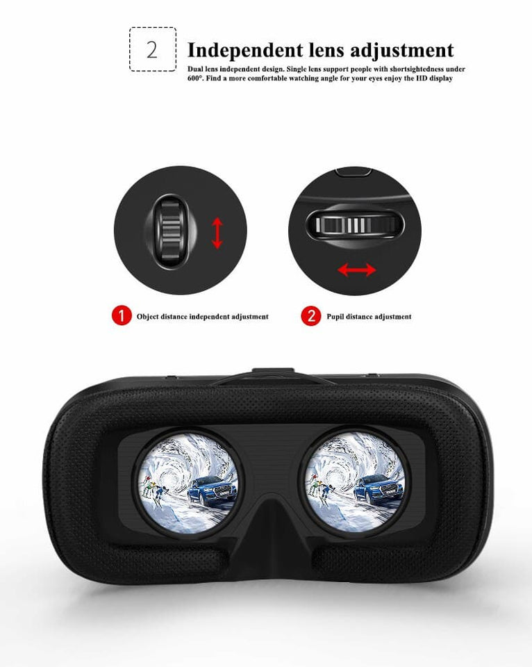 Shinecon G06A New 3D Virtual Reality Gaming Glasses Headset for 4.5-7.0 Inch Smartphones VR Full-Screen Helmet with Adjustable Googles