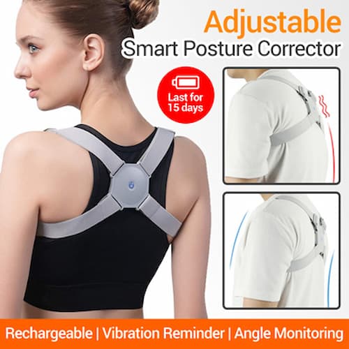 Smart Sensor Vibration Posture Corrector Belt – USB Rechargeable, Adjustable Support for Upper Back, Shoulders, and Lumbar Region