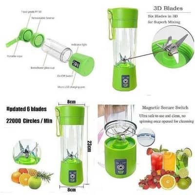 USB Rechargeable Juicer Blender 4 Blades Multi Functional USB Portabler Mixer