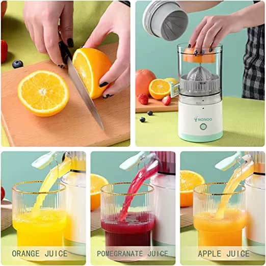 USB Rechargeable Orange Juicer Citrus Juicer Fruit Wireless Squeezer Pressure Juicer 45W Portable Juicer Home Small Juice Extractor Fruit Juice Separator