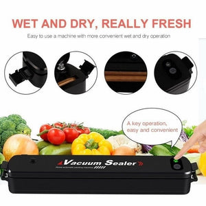 Vacuum Sealer Machine - Automatic Food Sealer for Food Preservation, Suitable for Dry & Moist Food, Portable Sealer with 10 Vacuum Sealer Bags