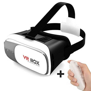 VR Box Virtual Reality Version 2 3D Glasses with Remote - White & Black