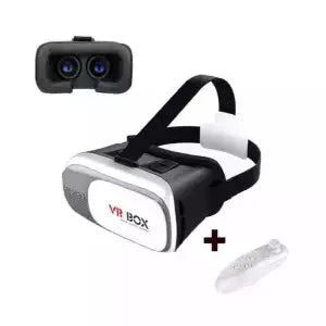 VR Box Virtual Reality Version 2 3D Glasses with Remote - White & Black