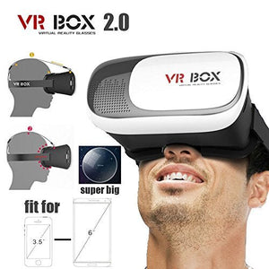 VR Box Virtual Reality Version 2 3D Glasses with Remote - White & Black