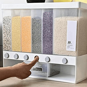 Wall Mounted Grain , Rice & Cereal Dispenser Storage Jar Container 10 Kg Capacity