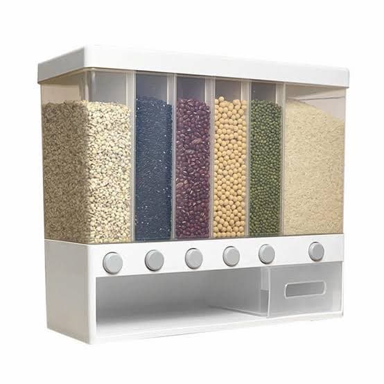 Wall Mounted Grain , Rice & Cereal Dispenser Storage Jar Container 10 Kg Capacity