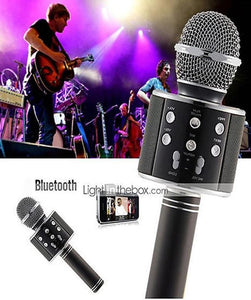 WS 858 Mic and Hifi Speaker Voice Changer Microphone Portable Speaker and Wireless Bluetooth Microphone Multi color