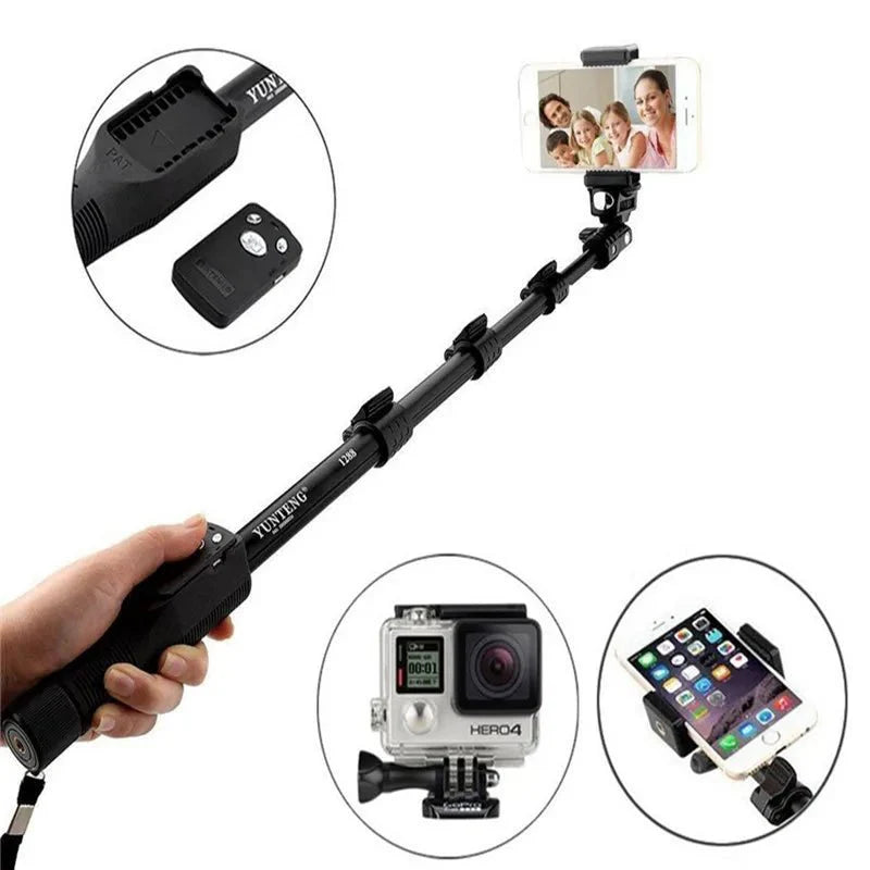 YunTeng 1288 Bluetooth Selfie Stick Extendable YT 1288 Portable Holder for Cameras and Phones