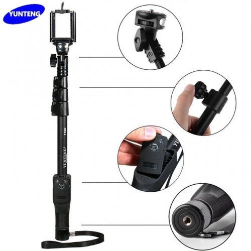 YunTeng 1288 Bluetooth Selfie Stick Extendable YT 1288 Portable Holder for Cameras and Phones